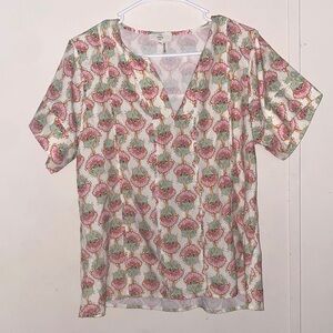 Entro Pink and Green Floral Blouse